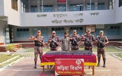 জয়পুরহাটের পাঁচবিবিতে কড়িয়া সীমান্তে বিপুল পরিমাণ ফেন্সিডিল সহ চোরাকারবারী আটক