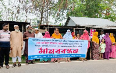 সিংড়ায় আওয়ামী লীগ নেতার নির্যাতনের প্রতিবাদে মানববন্ধন